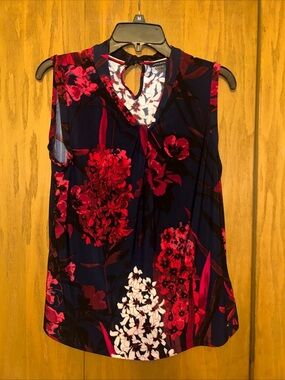 Tommy Hilfiger Navy Floral Sleeveless Top with Pink Accents
